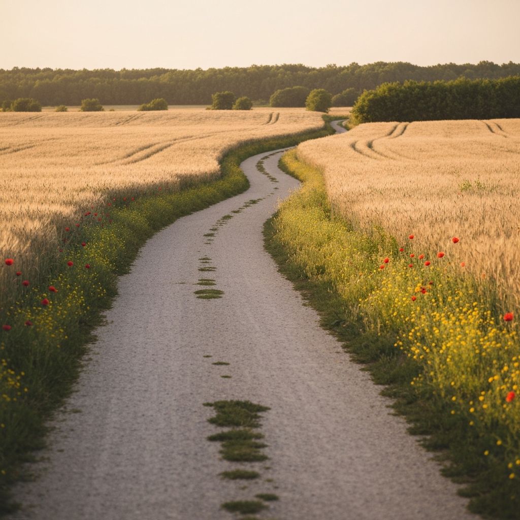 Kerékpáros út mezők és réteken keresztül